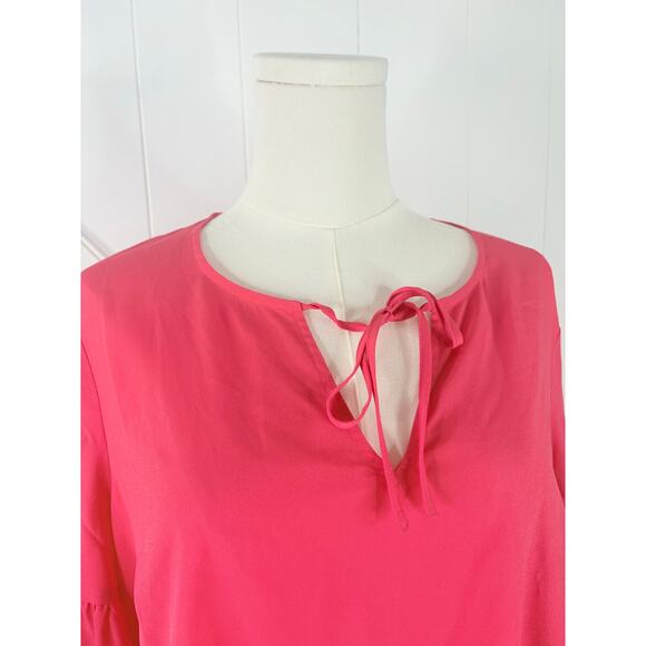 Boden Boho Sleeve Tie Front Blouse Size 10 Coral Pink Hippie Top - Picture 8 of 13